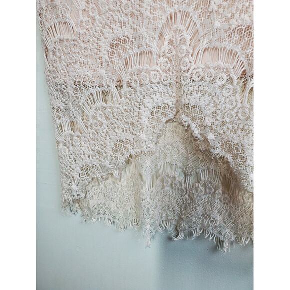 Free People Dress Womens Small IVORY Lace Peek A Boo Slip Sheath Formal Party - Picture 5 of 14